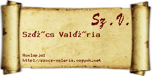Szőcs Valéria névjegykártya